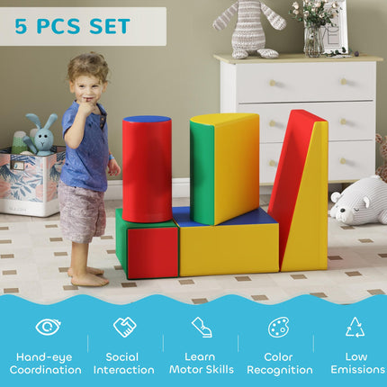 5 Piece Soft Safe Foam Playset, Climb and Crawl Activity Toy for Toddlers, Yello