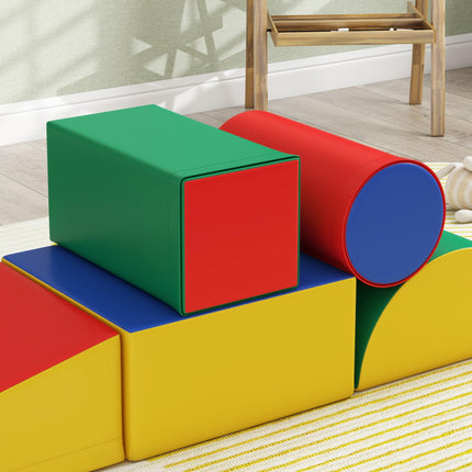5 Piece Soft Safe Foam Playset, Climb and Crawl Activity Toy for Toddlers, Yello