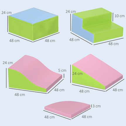 6 Piece Soft Play Equipment for Kids Climb and Crawl Set - Pink