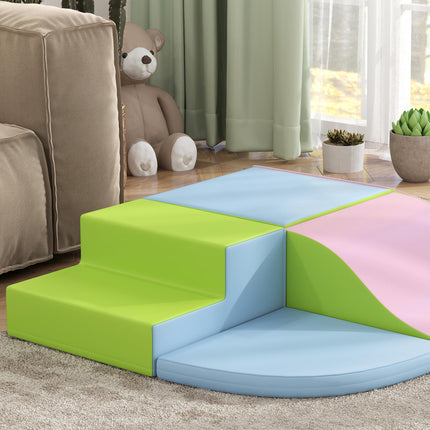 6 Piece Soft Play Equipment for Kids Climb and Crawl Set - Pink
