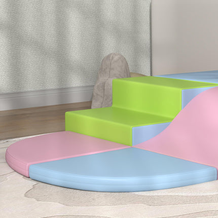 6 Piece Soft Play Equipment for Kids Climb and Crawl Set - Pink