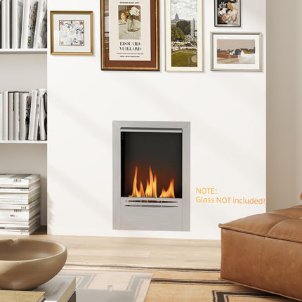 Stainless Steel Bioethanol Fire - Silver Tone