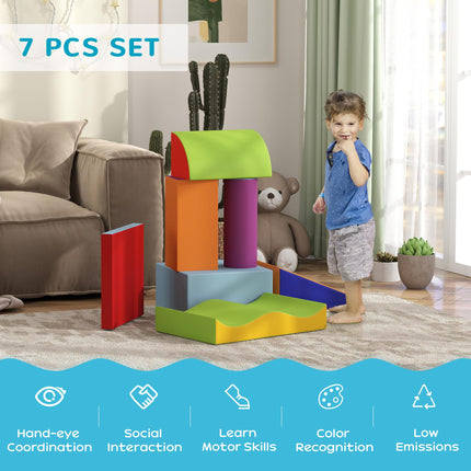 7 Piece Soft Play Set for Toddlers 1-3 Years - Blue