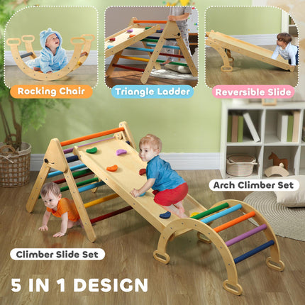 5-in-1 Toddler Climbing Frame with Ramp and Arch for 18-48 Months - Multicoloured