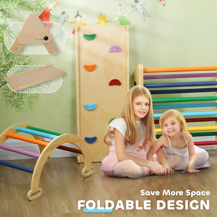 5-in-1 Toddler Climbing Frame with Ramp and Arch for 18-48 Months - Multicoloured