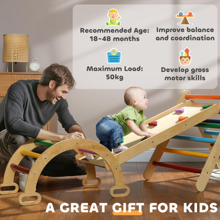 5-in-1 Toddler Climbing Frame with Ramp and Arch for 18-48 Months - Multicoloured