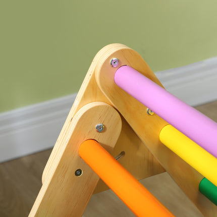 3-in-1 Toddler Wooden Pikler Climbing Frame with Ramp 18-48 Months - Multicolour