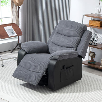 Overstuffed Corduroy Electric Lift Recliner Chair with USB Port - Dark Grey