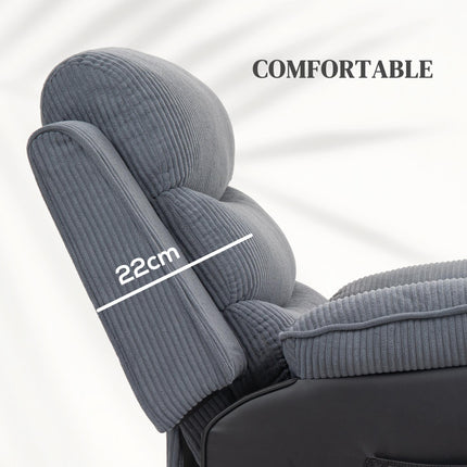 Overstuffed Corduroy Electric Lift Recliner Chair with USB Port - Dark Grey
