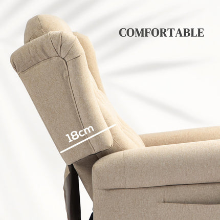 Electric Riser Recliner Chair with USB Ports and Wingback Design - Beige