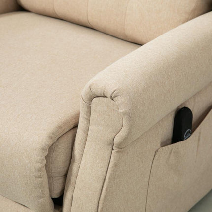 Electric Riser Recliner Chair with USB Ports and Wingback Design - Beige
