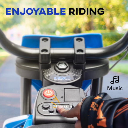 12V Kids Electric Ride-On Motorbike with Training Wheels and Twist Grip Throttle - Blue
