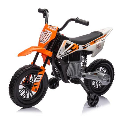 12V Kids Electric Ride-On Motorbike with Training Wheels and Twist Grip Throttle - Orange