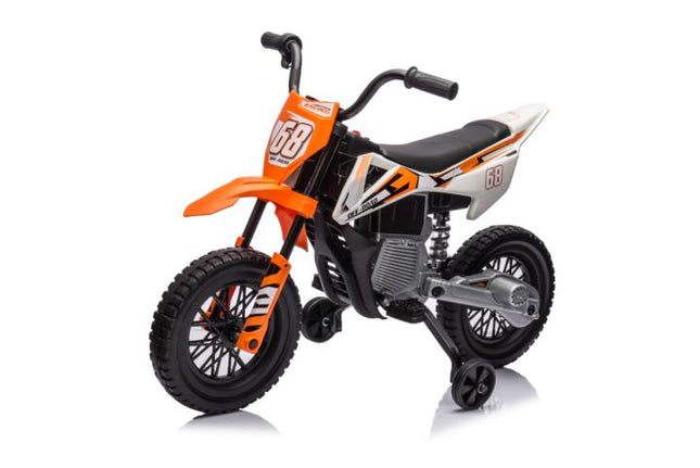 12V Kids Electric Ride-On Motorbike with Training Wheels and Twist Grip Throttle - Orange