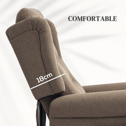 Electric Riser Recliner Chair with USB Ports and Wingback Design - Dark Brown Linen Look