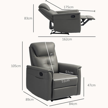 Recliner Armchair with Thick Padded Spring Cushion, Microfibre Manual Reclining