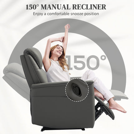 Recliner Armchair with Thick Padded Spring Cushion, Microfibre Manual Reclining