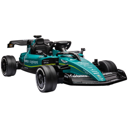 Aston Martin Licensed 12V Kids Ride-On Racing Kart with Bluetooth, Suspension, Music & Lights - Green