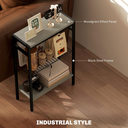 Three Shelf Industrial Side Table, Grey