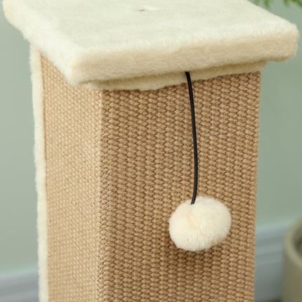 81cm Vertical Cat Scratcher with Natural Jute Rope and Hanging Ball - Beige