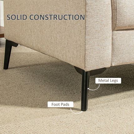 Modern Linen Upholstered Armchair with Wood Frame and Metal Legs - Beige