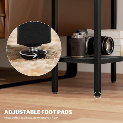 Three Shelf Industrial Side Table with Wire Shelf - Black