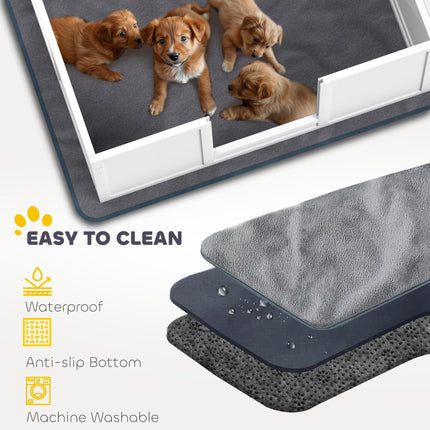 Adjustable Whelping Box for Medium Dogs with Non-Slip Pads and Whelping Pad, 100x96cm - White
