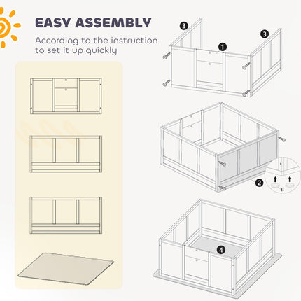 Adjustable Whelping Box for Medium Dogs with Non-Slip Pads and Whelping Pad, 100x96cm - White