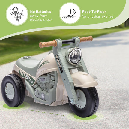 Foot To Floor Sliding Kids Ride-On Car with Music & Bubbles for Toddlers 2-5 Years - Cream White