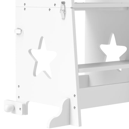 2-in-1 Toddler Step Stool with Safety Rail and Table Set for Kitchen & Bathroom - White