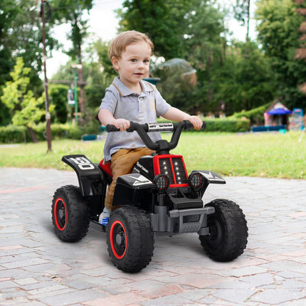 6V Electric Ride-On Quad Bike for Toddlers 18-36 Months with Headlights - Black and Red