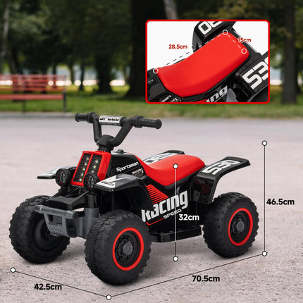 6V Electric Ride-On Quad Bike for Toddlers 18-36 Months with Headlights - Black and Red