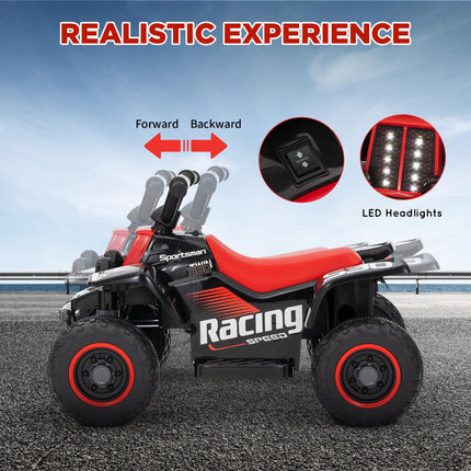 6V Electric Ride-On Quad Bike for Toddlers 18-36 Months with Headlights - Black and Red