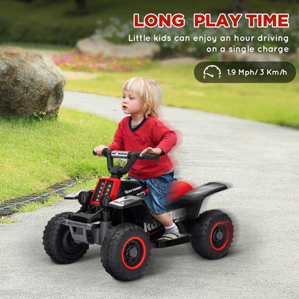 6V Electric Ride-On Quad Bike for Toddlers 18-36 Months with Headlights - Black and Red