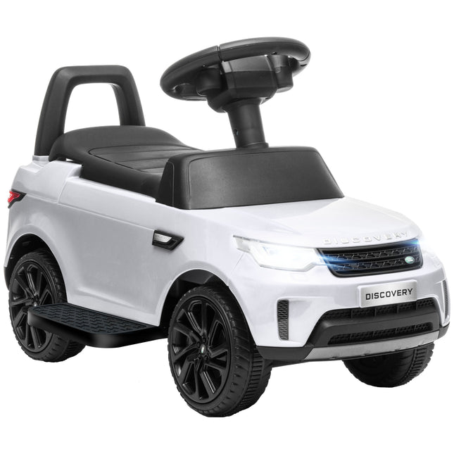 Land Rover Licensed 2-in-1 6V Kids Electric Ride On Sliding Car with Headlights & Music - White