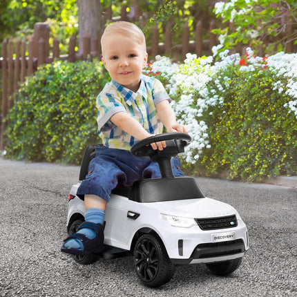 Land Rover Licensed 2-in-1 6V Kids Electric Ride On Sliding Car with Headlights & Music - White