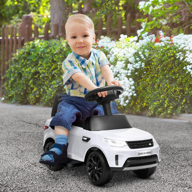 Land Rover Licensed 2-in-1 6V Kids Electric Ride On Sliding Car with Headlights & Music - White