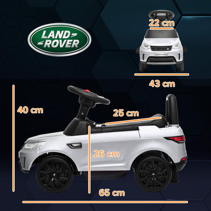 Land Rover Licensed 2-in-1 6V Kids Electric Ride On Sliding Car with Headlights & Music - White