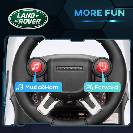 Land Rover Licensed 2-in-1 6V Kids Electric Ride On Sliding Car with Headlights & Music - White