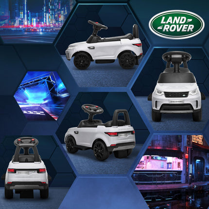 Land Rover Licensed 2-in-1 6V Kids Electric Ride On Sliding Car with Headlights & Music - White