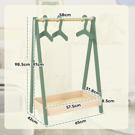 Kids Clothes Rail with 3Hangers, Bottom Storage Shelf for Girls, Boys, Nursery,