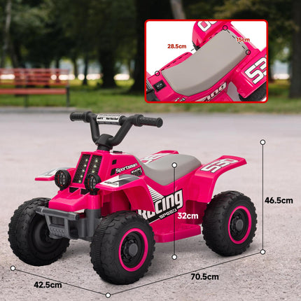 6V Electric Ride-On Quad Bike for Toddlers 18-36 Months with Headlights - Pink