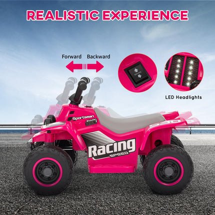 6V Electric Ride-On Quad Bike for Toddlers 18-36 Months with Headlights - Pink