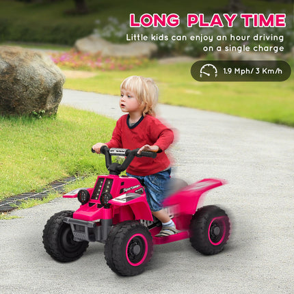 6V Electric Ride-On Quad Bike for Toddlers 18-36 Months with Headlights - Pink