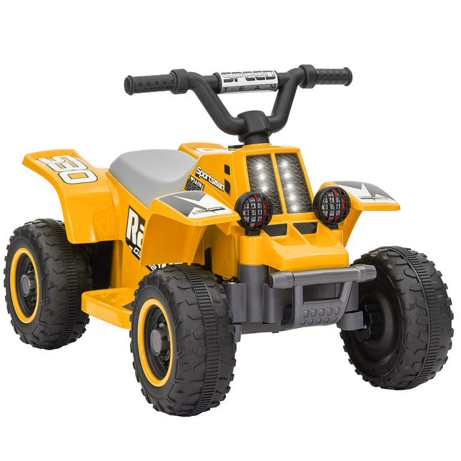 6V Electric Ride-On Quad Bike for Kids 18-36 Months with Headlights - Yellow