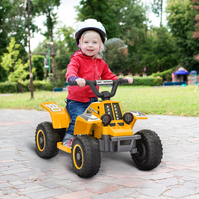 6V Electric Ride-On Quad Bike for Kids 18-36 Months with Headlights - Yellow