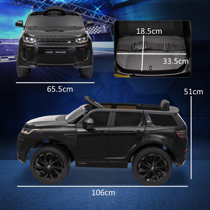 Land Rover Discovery Sport Licensed 12V Kids Ride-On Car with Remote Control, Lights, Music, Horn for Ages 3-6 - Black