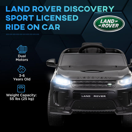 Land Rover Discovery Sport Licensed 12V Kids Ride-On Car with Remote Control, Lights, Music, Horn for Ages 3-6 - Black