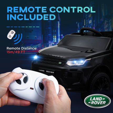 Land Rover Discovery Sport Licensed 12V Kids Ride-On Car with Remote Control, Lights, Music, Horn for Ages 3-6 - Black