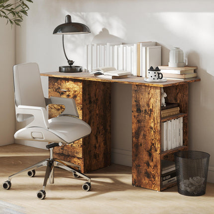 Computer Desk with Drawers, Home Office Desk, Writing Table, PC Workstation with 3 Storage Shelves for Working, Study, 120 x 49 x 72 cm, Rustic Brown